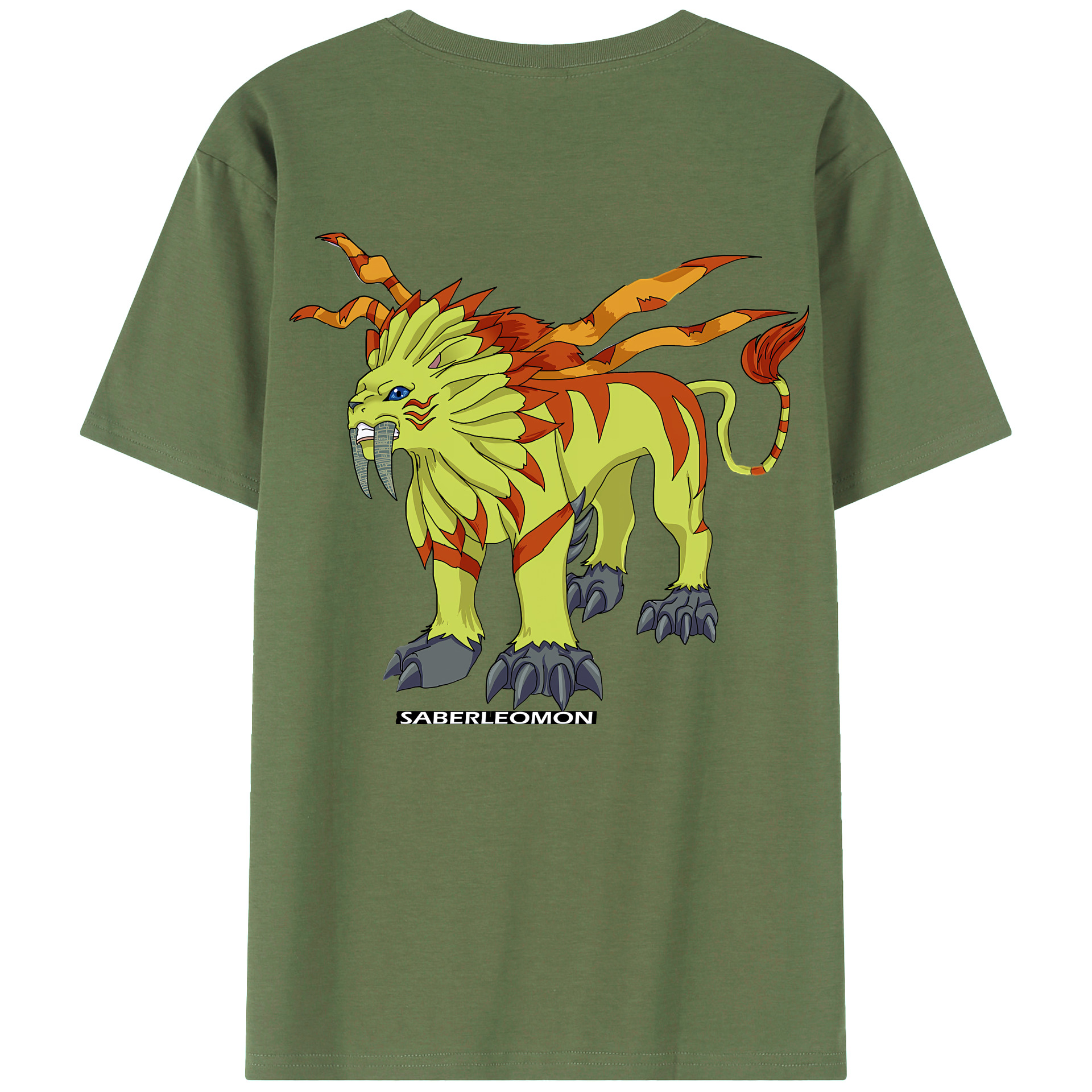 （画像用） Digimon デジタルモンスター/デジモン 綿100％ メンズ半袖Tシャツ（バックプリント） 通気性